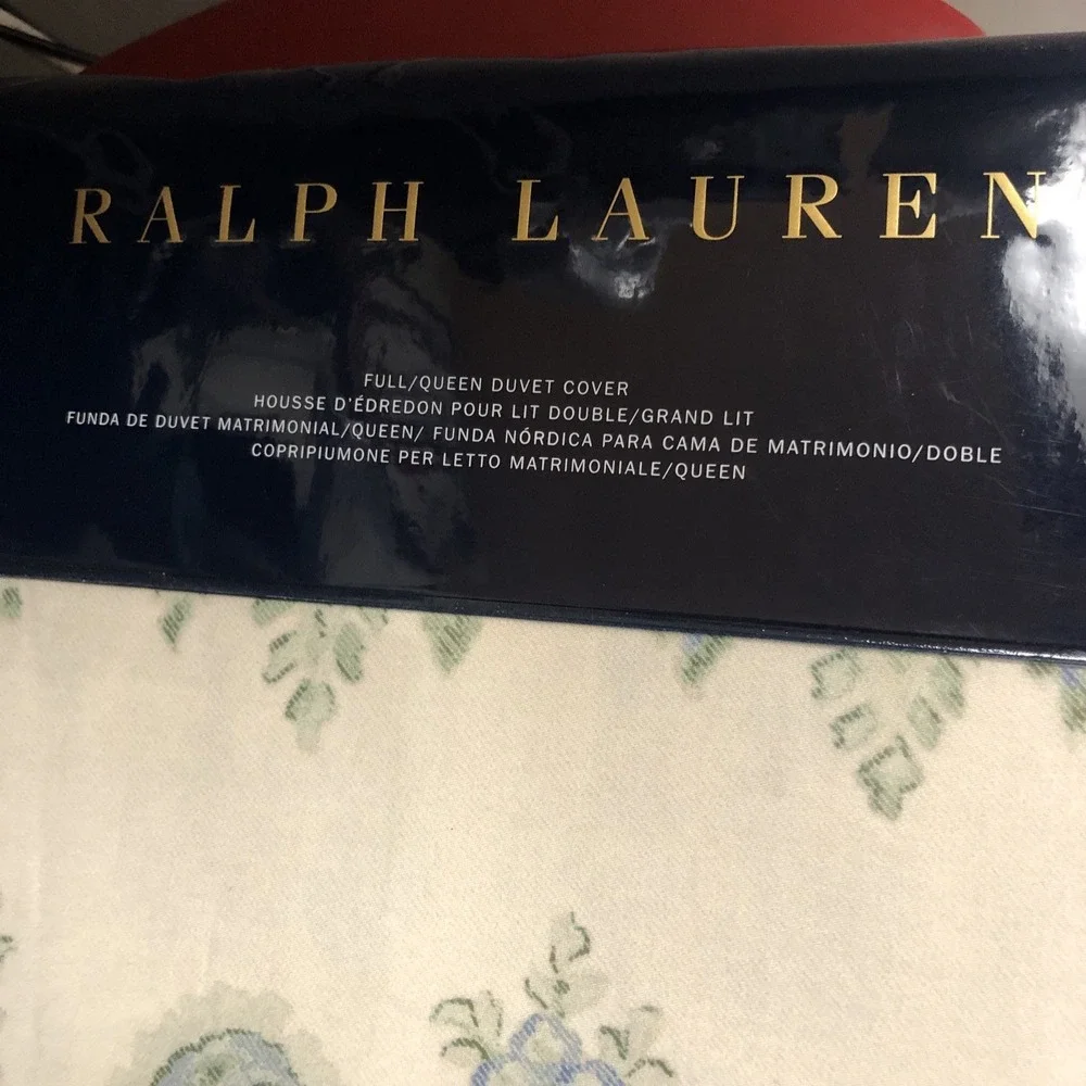 Ralph Lauren Camile Duvet Cover Full/Queen Sage Chambray Paisley Floral‎ NEW